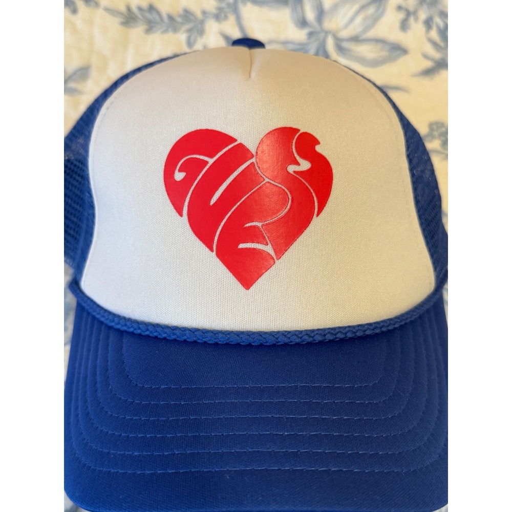 GUESS Originals x J Balvin SS 2022 Heart Logo Blue White Trucker Hat Snapback - Picture 2 of 7